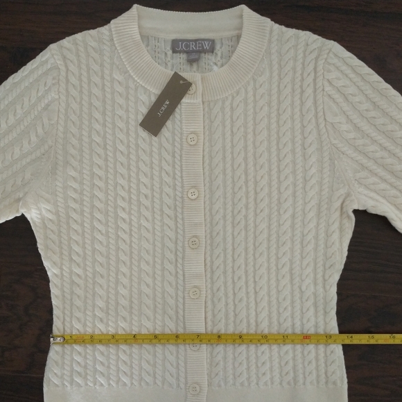 J-CREW Cable-knit crewneck cardigan in merino wool, NWT - Picture 6 of 11